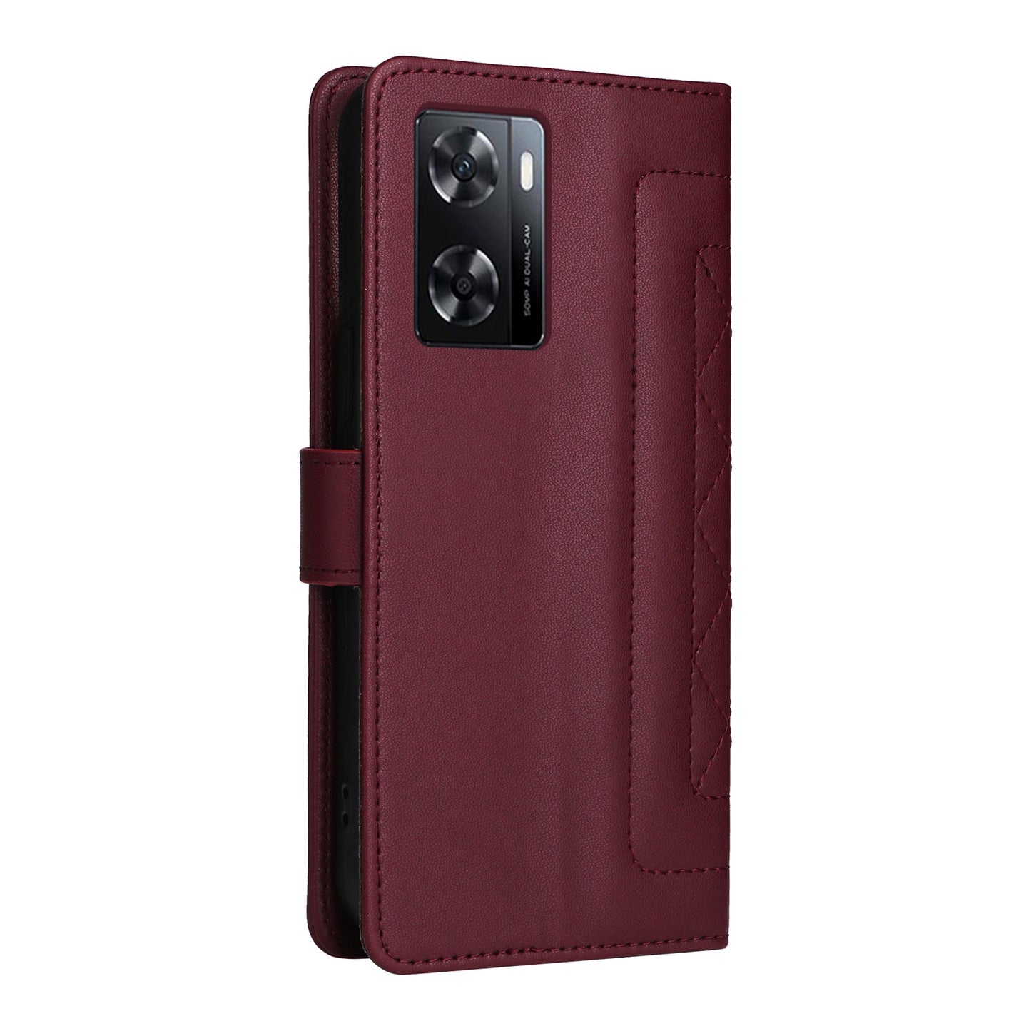 OPPO A57 / A57s Diamond Lattice Leather Flip Phone Case - Durable and Convenient Holder with Precision Cutouts