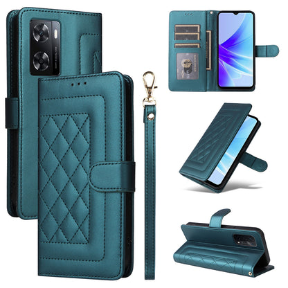 OPPO A57 / A57s Diamond Lattice Leather Flip Phone Case - Durable and Convenient Holder with Precision Cutouts