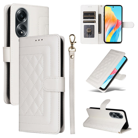 OPPO A58 4G Diamond Lattice Leather Flip Phone Case - Durable and Convenient Holder with Precision Cutouts