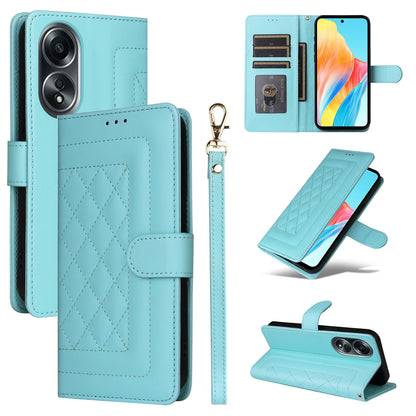 OPPO A58 4G Diamond Lattice Leather Flip Phone Case - Durable and Convenient Holder with Precision Cutouts