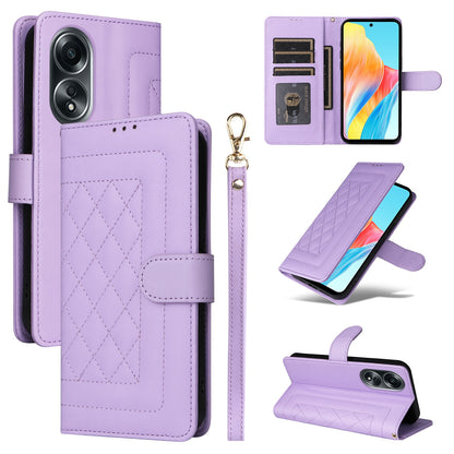 OPPO A58 4G Diamond Lattice Leather Flip Phone Case - Durable and Convenient Holder with Precision Cutouts