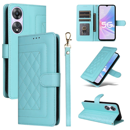OPPO A58 5G / A78 5G Diamond Lattice Leather Flip Phone Case - Durable and Convenient Holder with Precision Cutouts