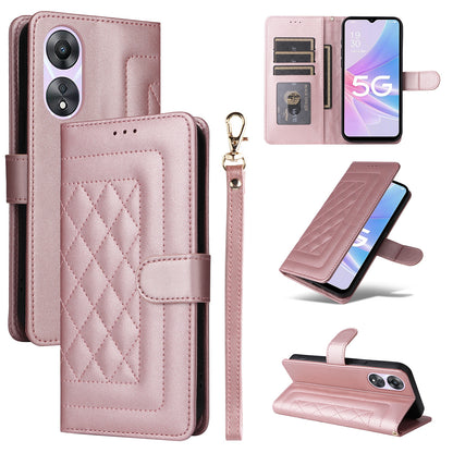 OPPO A58 5G / A78 5G Diamond Lattice Leather Flip Phone Case - Durable and Convenient Holder with Precision Cutouts