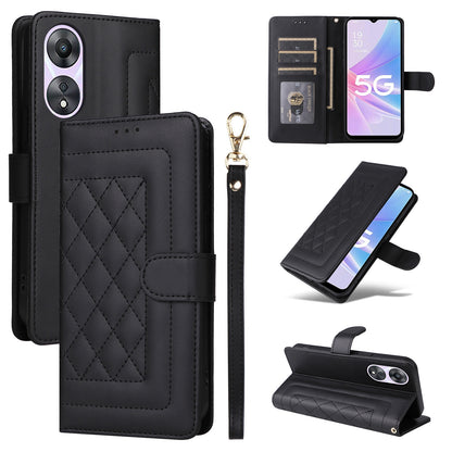 OPPO A58 5G / A78 5G Diamond Lattice Leather Flip Phone Case - Durable and Convenient Holder with Precision Cutouts