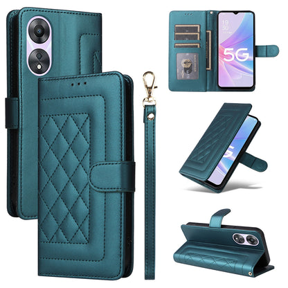 OPPO A58 5G / A78 5G Diamond Lattice Leather Flip Phone Case - Durable and Convenient Holder with Precision Cutouts
