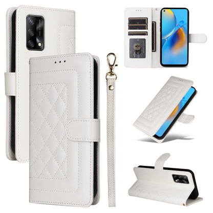 OPPO A74 / A95 4G / F19 Diamond Lattice Leather Flip Phone Case - Durable and Convenient Holder with Precision Cutouts
