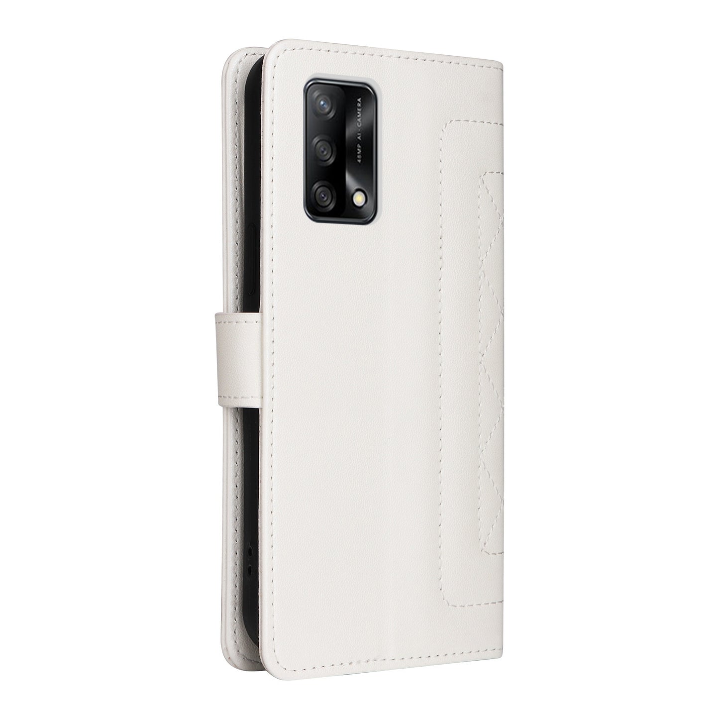 OPPO A74 / A95 4G / F19 Diamond Lattice Leather Flip Phone Case - Durable and Convenient Holder with Precision Cutouts