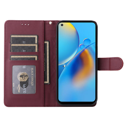 OPPO A74 / A95 4G / F19 Diamond Lattice Leather Flip Phone Case - Durable and Convenient Holder with Precision Cutouts