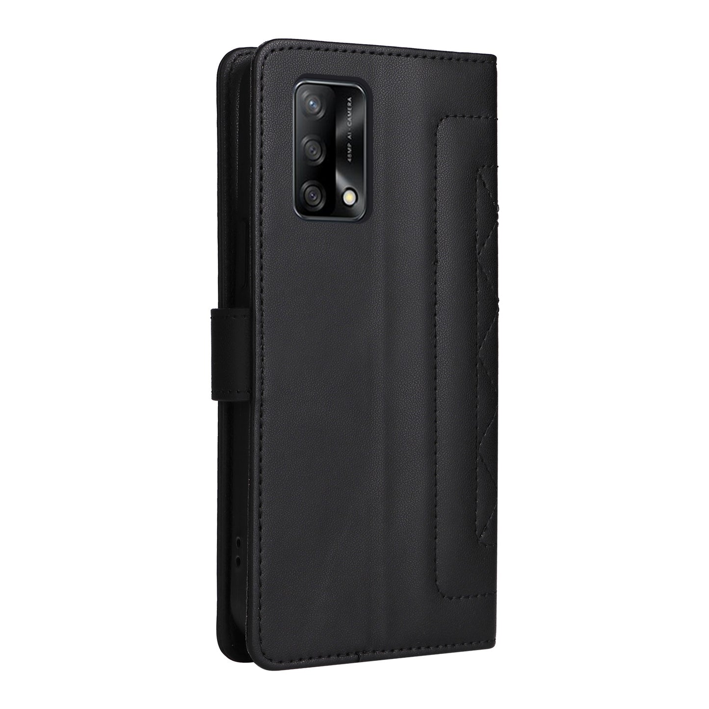 OPPO A74 / A95 4G / F19 Diamond Lattice Leather Flip Phone Case - Durable and Convenient Holder with Precision Cutouts