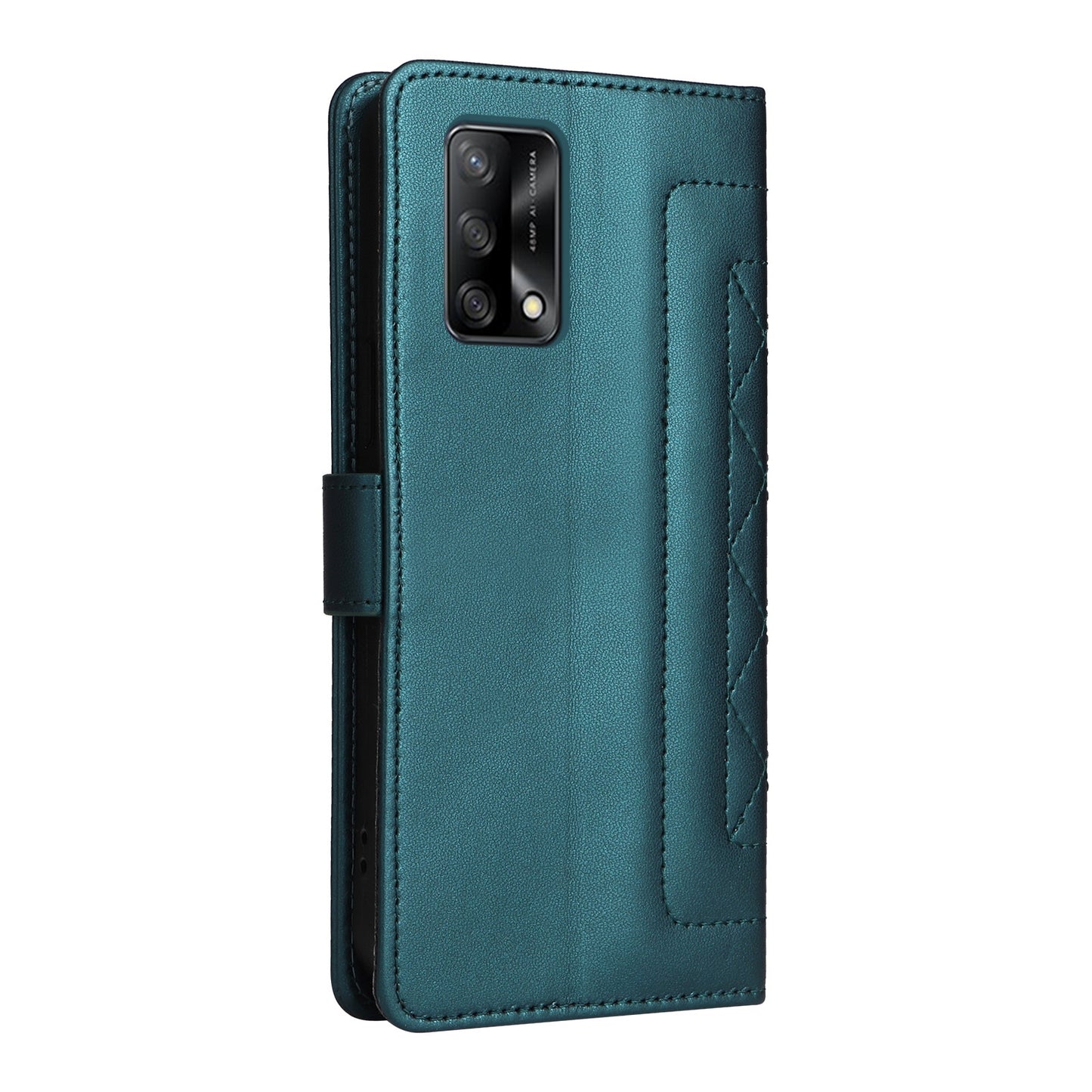 OPPO A74 / A95 4G / F19 Diamond Lattice Leather Flip Phone Case - Durable and Convenient Holder with Precision Cutouts