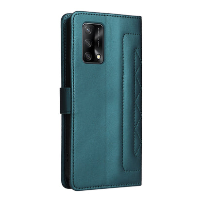 OPPO A74 / A95 4G / F19 Diamond Lattice Leather Flip Phone Case - Durable and Convenient Holder with Precision Cutouts