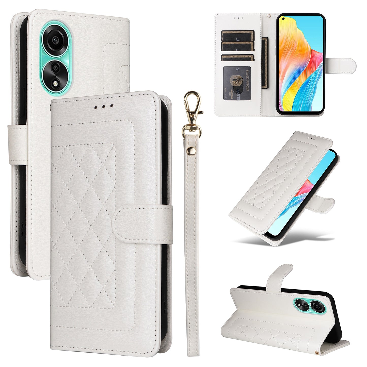 OPPO A78 4G Diamond Lattice Leather Flip Phone Case - Durable and Convenient Holder with Precision Cutouts