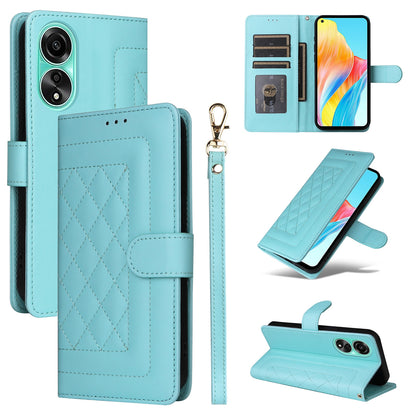 OPPO A78 4G Diamond Lattice Leather Flip Phone Case - Durable and Convenient Holder with Precision Cutouts