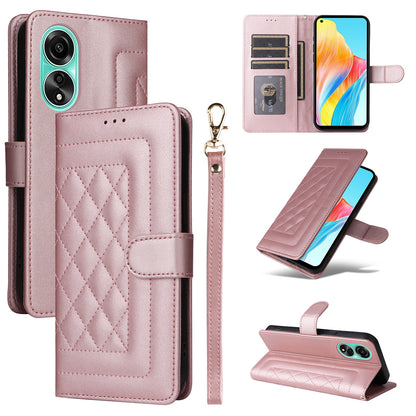OPPO A78 4G Diamond Lattice Leather Flip Phone Case - Durable and Convenient Holder with Precision Cutouts