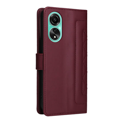 OPPO A78 4G Diamond Lattice Leather Flip Phone Case - Durable and Convenient Holder with Precision Cutouts