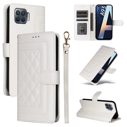 OPPO A93 4G / F17 Pro Diamond Lattice Leather Flip Phone Case - Durable and Convenient Holder with Precision Cutouts