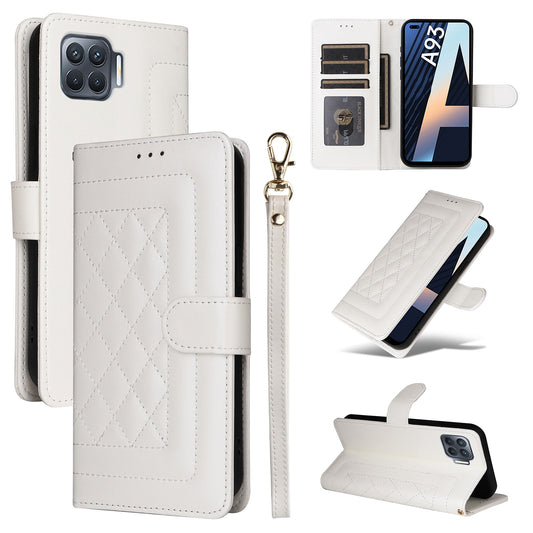 OPPO A93 4G / F17 Pro Diamond Lattice Leather Flip Phone Case - Durable and Convenient Holder with Precision Cutouts