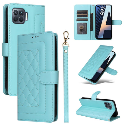 OPPO A93 4G / F17 Pro Diamond Lattice Leather Flip Phone Case - Durable and Convenient Holder with Precision Cutouts