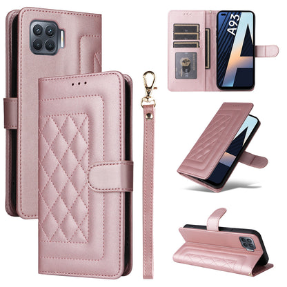 OPPO A93 4G / F17 Pro Diamond Lattice Leather Flip Phone Case - Durable and Convenient Holder with Precision Cutouts