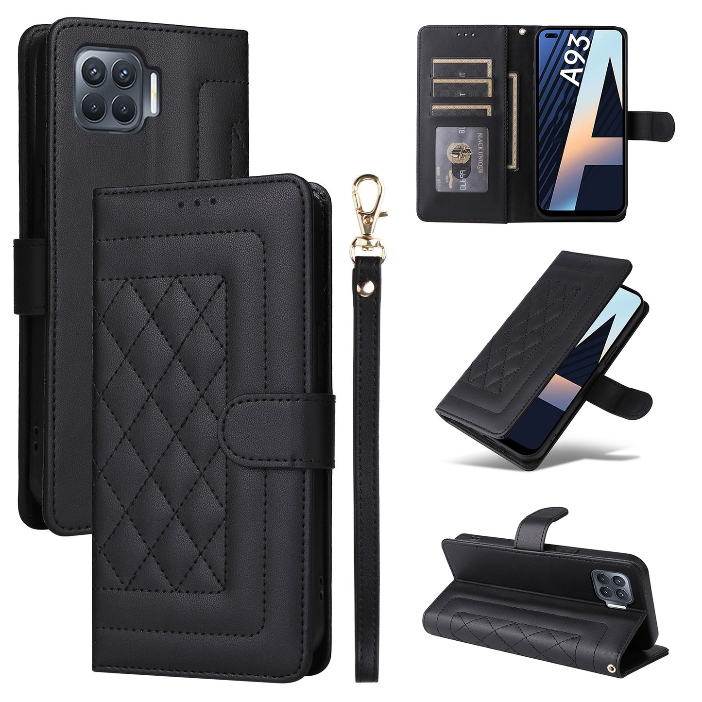 OPPO A93 4G / F17 Pro Diamond Lattice Leather Flip Phone Case - Durable and Convenient Holder with Precision Cutouts