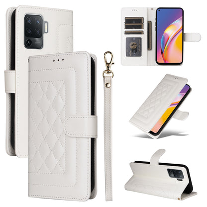 OPPO A94 / F19 Pro Diamond Lattice Leather Flip Phone Case - Durable and Convenient Holder with Precision Cutouts