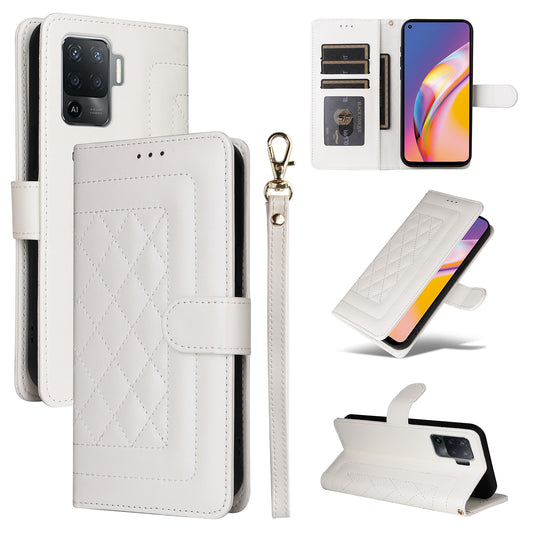 OPPO A94 / F19 Pro Diamond Lattice Leather Flip Phone Case - Durable and Convenient Holder with Precision Cutouts