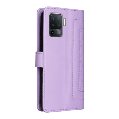 OPPO A94 / F19 Pro Diamond Lattice Leather Flip Phone Case - Durable and Convenient Holder with Precision Cutouts