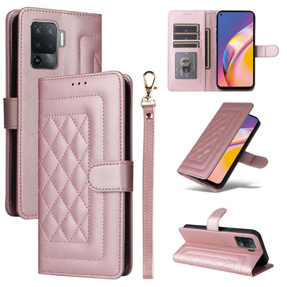 OPPO A94 / F19 Pro Diamond Lattice Leather Flip Phone Case - Durable and Convenient Holder with Precision Cutouts