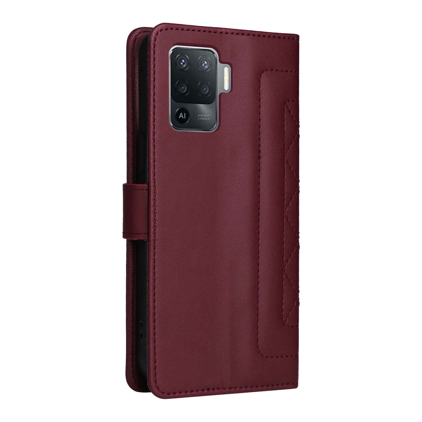 OPPO A94 / F19 Pro Diamond Lattice Leather Flip Phone Case - Durable and Convenient Holder with Precision Cutouts