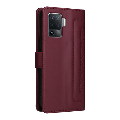 OPPO A94 / F19 Pro Diamond Lattice Leather Flip Phone Case - Durable and Convenient Holder with Precision Cutouts