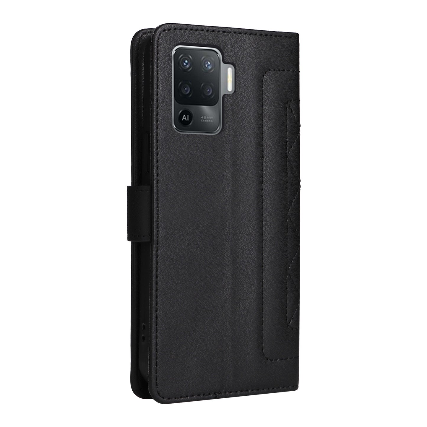 OPPO A94 / F19 Pro Diamond Lattice Leather Flip Phone Case - Durable and Convenient Holder with Precision Cutouts