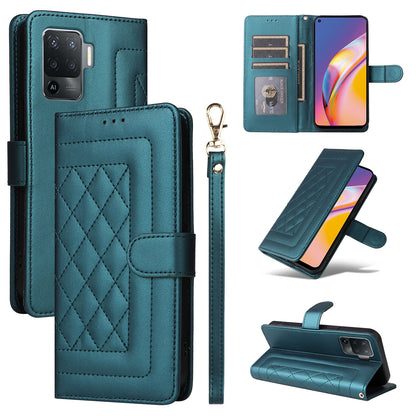 OPPO A94 / F19 Pro Diamond Lattice Leather Flip Phone Case - Durable and Convenient Holder with Precision Cutouts