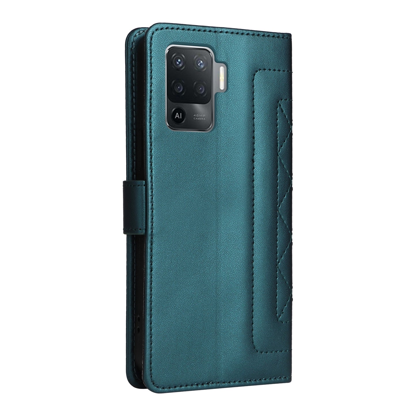 OPPO A94 / F19 Pro Diamond Lattice Leather Flip Phone Case - Durable and Convenient Holder with Precision Cutouts