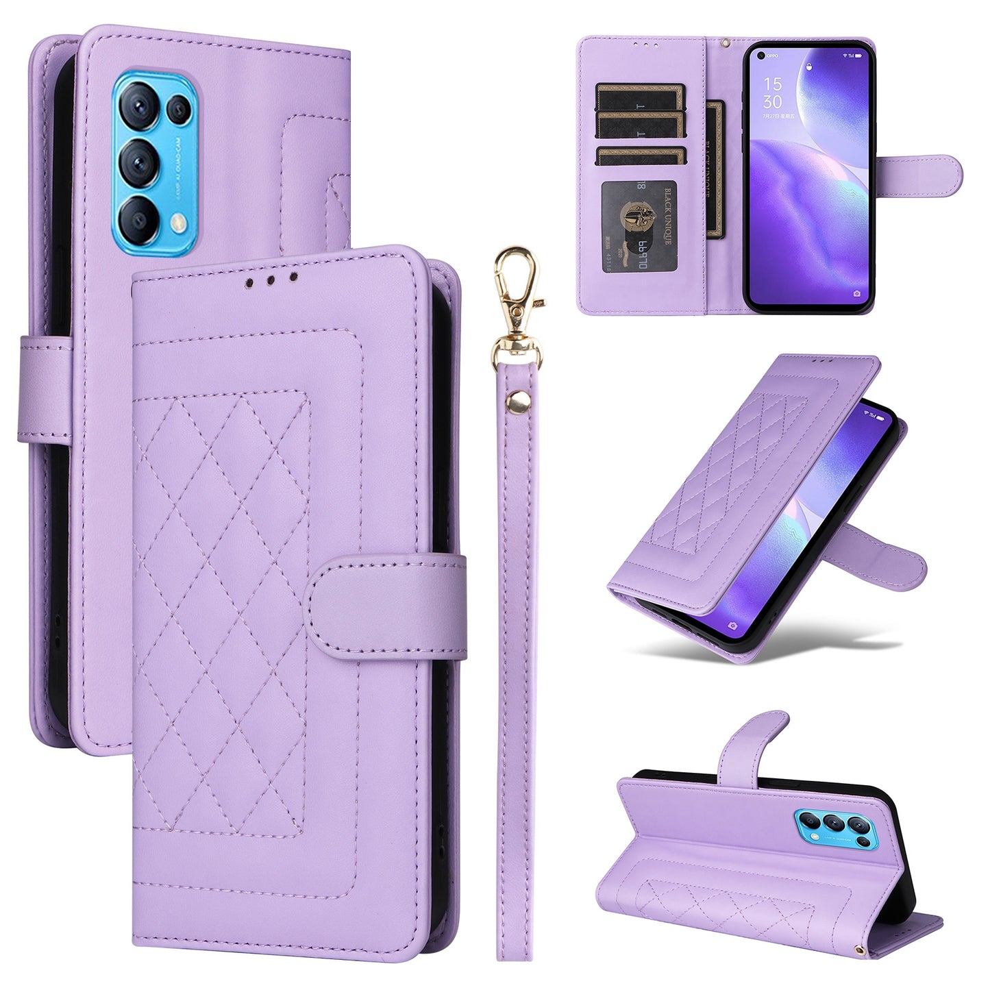 OPPO Reno5 5G / Find X3 Lite Diamond Lattice Leather Flip Phone Case - Durable and Convenient Holder with Precision Cutouts