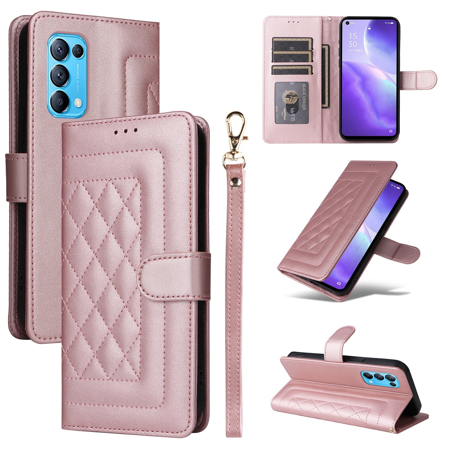 OPPO Reno5 5G / Find X3 Lite Diamond Lattice Leather Flip Phone Case - Durable and Convenient Holder with Precision Cutouts