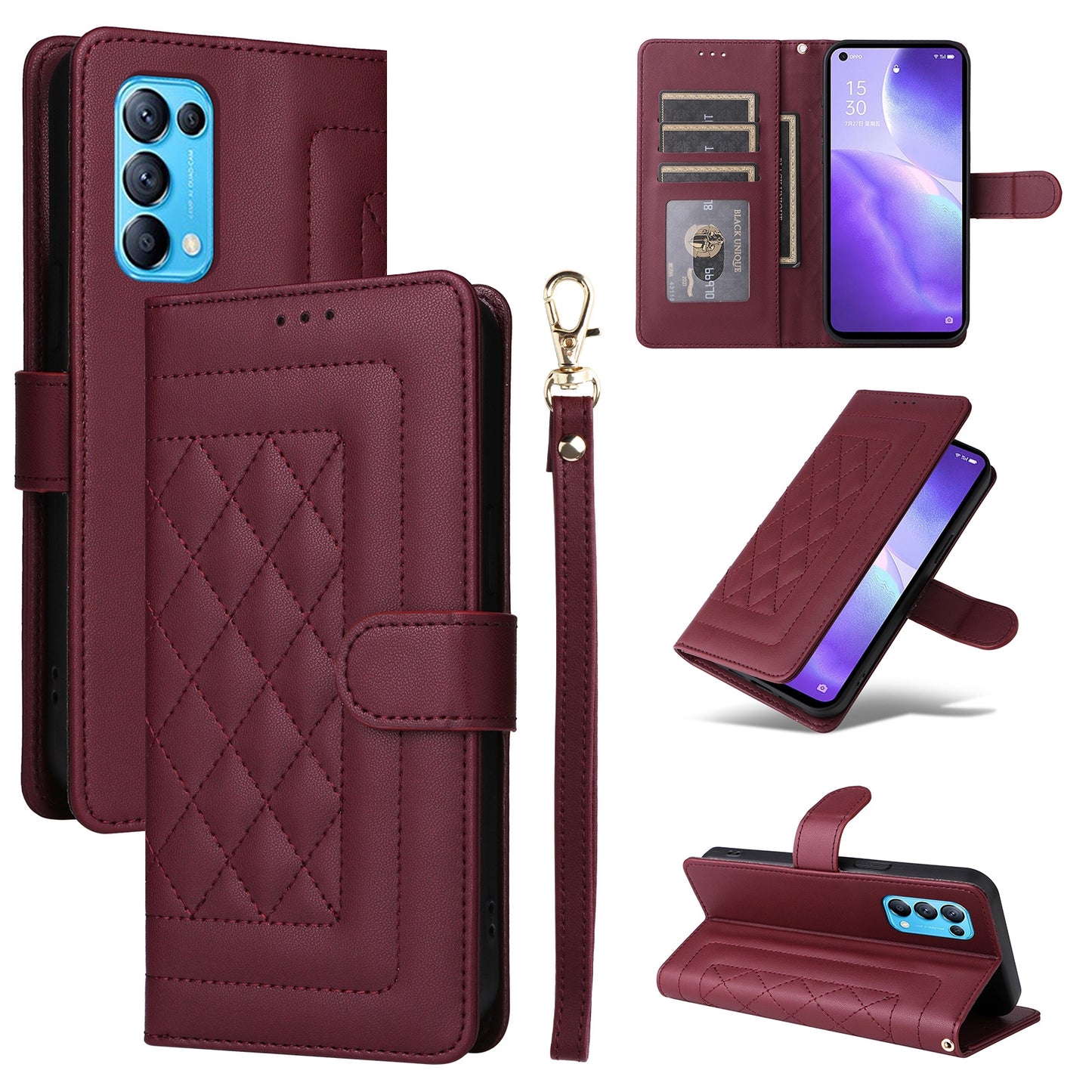 OPPO Reno5 5G / Find X3 Lite Diamond Lattice Leather Flip Phone Case - Durable and Convenient Holder with Precision Cutouts