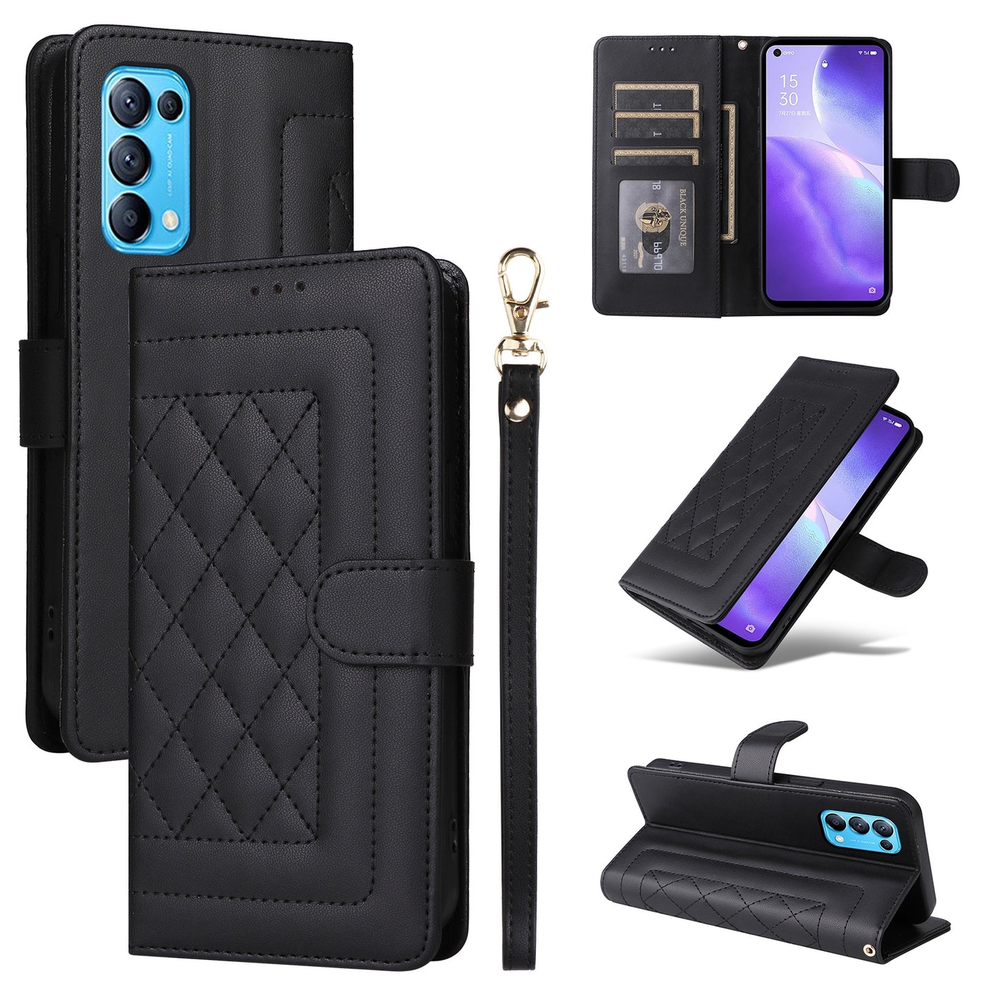 OPPO Reno5 5G / Find X3 Lite Diamond Lattice Leather Flip Phone Case - Durable and Convenient Holder with Precision Cutouts