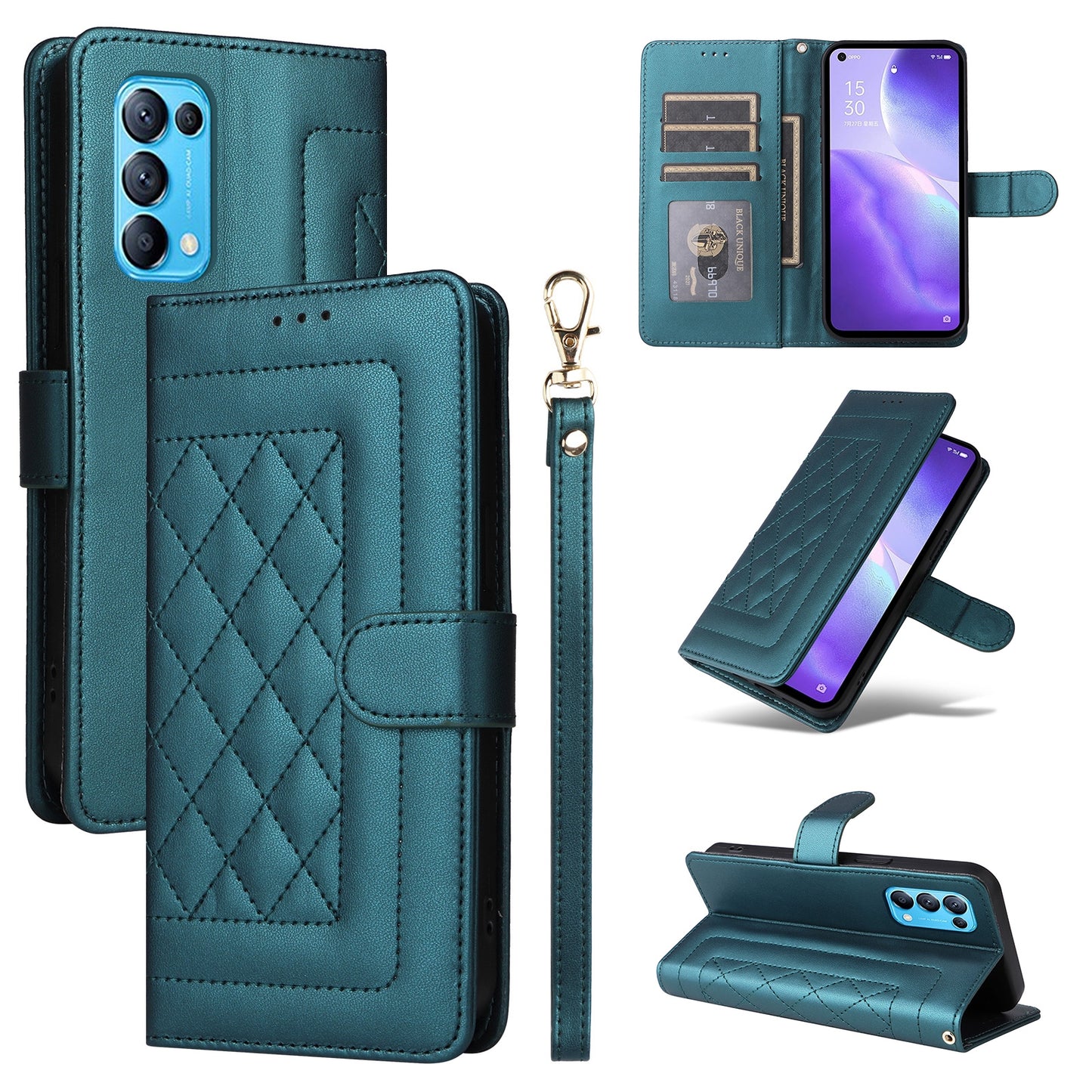 OPPO Reno5 5G / Find X3 Lite Diamond Lattice Leather Flip Phone Case - Durable and Convenient Holder with Precision Cutouts