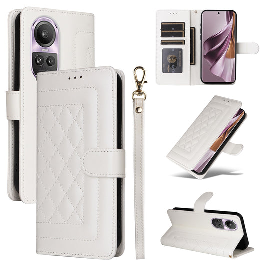 OPPO Reno10 5G / Reno10 Pro 5G Diamond Lattice Leather Flip Phone Case - Durable and Convenient Holder with Precision Cutouts