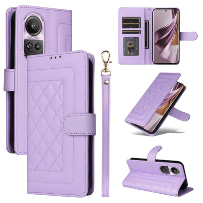 OPPO Reno10 5G / Reno10 Pro 5G Diamond Lattice Leather Flip Phone Case - Durable and Convenient Holder with Precision Cutouts