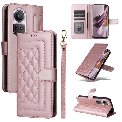 OPPO Reno10 5G / Reno10 Pro 5G Diamond Lattice Leather Flip Phone Case - Durable and Convenient Holder with Precision Cutouts