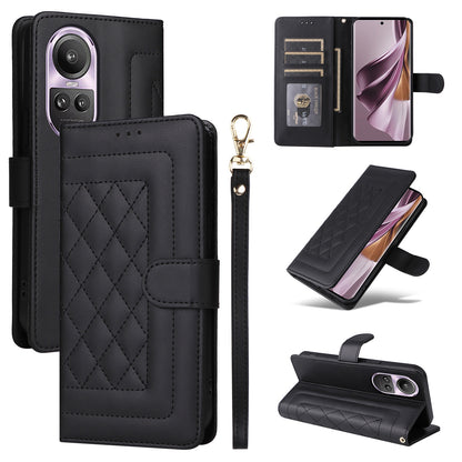 OPPO Reno10 5G / Reno10 Pro 5G Diamond Lattice Leather Flip Phone Case - Durable and Convenient Holder with Precision Cutouts