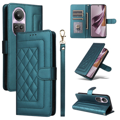 OPPO Reno10 5G / Reno10 Pro 5G Diamond Lattice Leather Flip Phone Case - Durable and Convenient Holder with Precision Cutouts