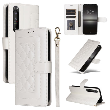 Sony Xperia 1 II Diamond Lattice Leather Flip Phone Case - Durable and Convenient Holder with Precision Cutouts