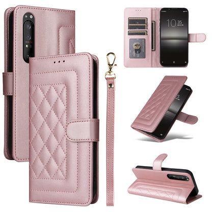 Sony Xperia 1 II Diamond Lattice Leather Flip Phone Case - Durable and Convenient Holder with Precision Cutouts