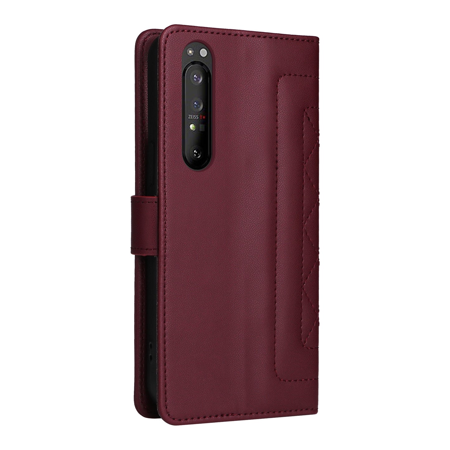 Sony Xperia 1 II Diamond Lattice Leather Flip Phone Case - Durable and Convenient Holder with Precision Cutouts