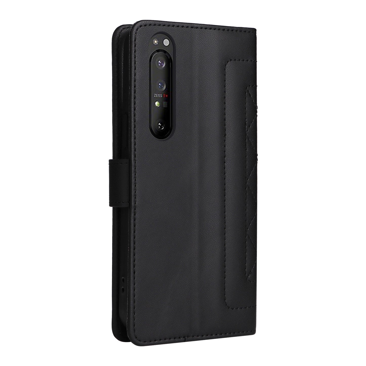 Sony Xperia 1 II Diamond Lattice Leather Flip Phone Case - Durable and Convenient Holder with Precision Cutouts