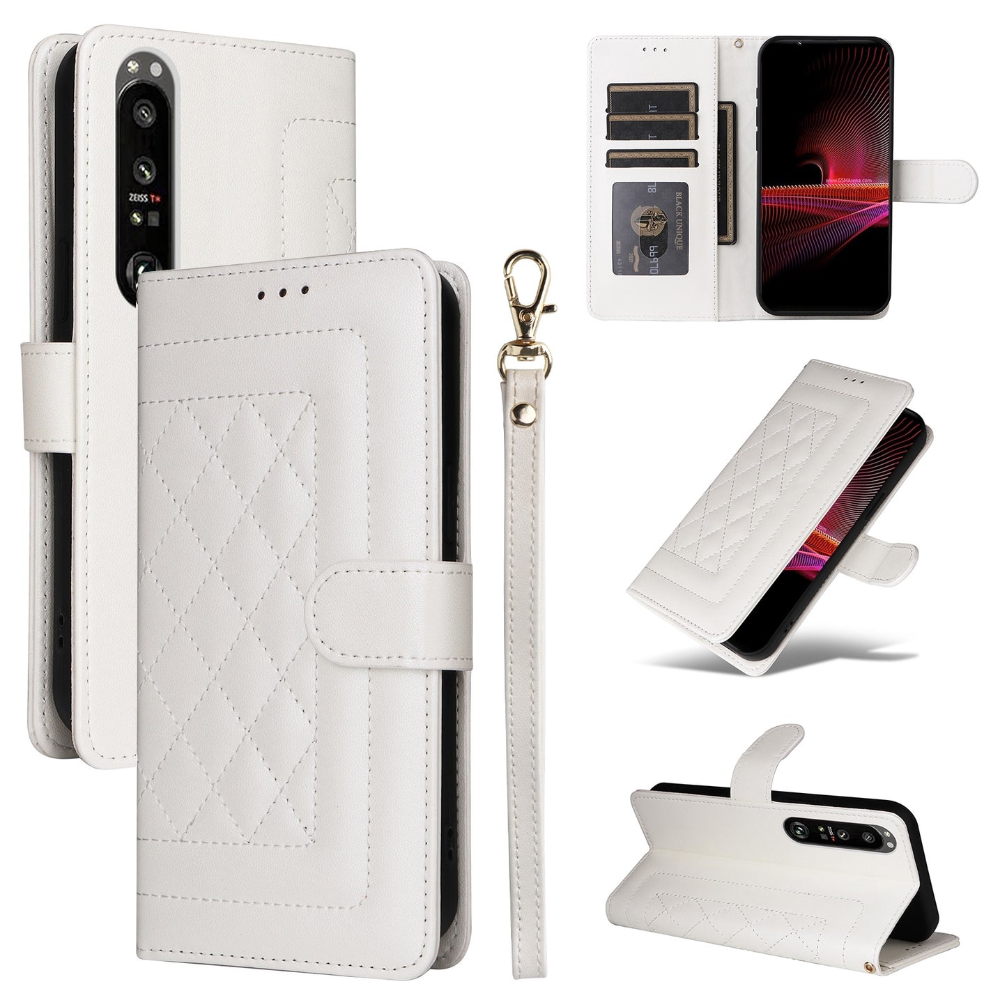 Sony Xperia 1 III Diamond Lattice Leather Flip Phone Case - Durable and Convenient Holder with Precision Cutouts