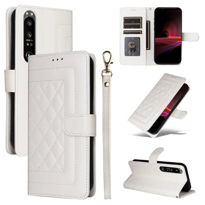 Sony Xperia 1 III Diamond Lattice Leather Flip Phone Case - Durable and Convenient Holder with Precision Cutouts