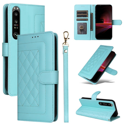 Sony Xperia 1 III Diamond Lattice Leather Flip Phone Case - Durable and Convenient Holder with Precision Cutouts